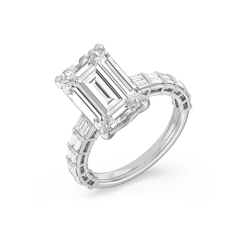 Emerald Cut Diamond Engagement Ring 14k White Gold 3.10 Ct IGI Lab Created - Picture 2 of 9