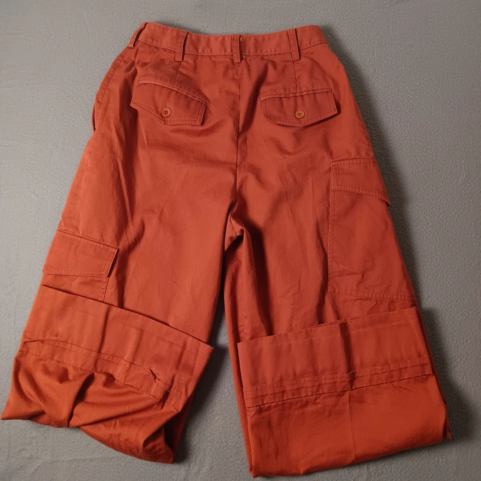 Pantalones cargo Tibi Resort sarga de algodón holgados pierna ancha recortada terracota talla 4 Foto 4 de 4