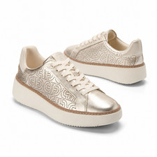 Cole Haan GrandPro Women  s Sneakers Size 8B Metallic Gold Leather Platform Shoes