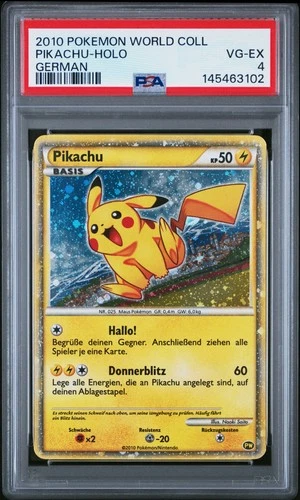 2010 POKEMON WORLD COLL GERMAN PIKACHU-HOLO PSA 4