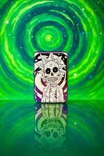Rick and Morty Flip Top Lighter Zombie Rick Rainbow Iridescent With Gift Tin