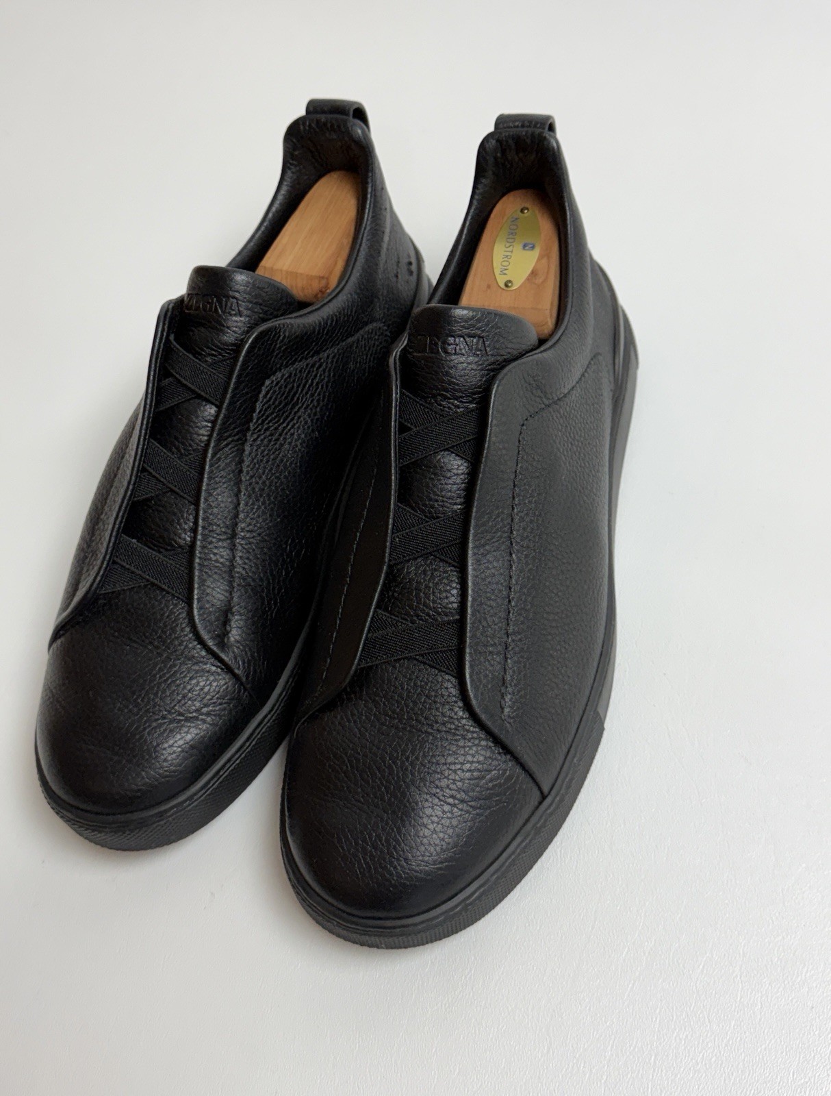 ZEGNA Triple Stitch Deerskin Sneakers Size 10  RETAIL $1190 Black image 3