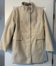 Vince Camuto Women’s XL Beige Faux Wool Coat Jacket Stand Collar Zip Front NWOT