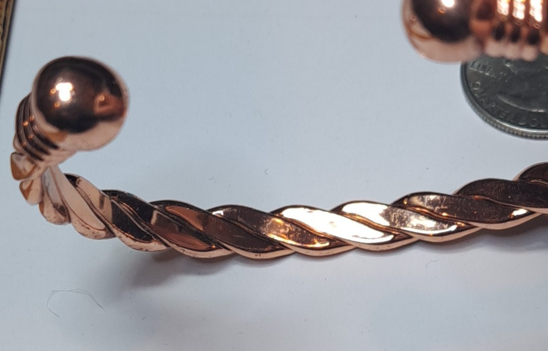 Hammered Solid Copper Cuff Bracelet Wire Twist  H… - image 7