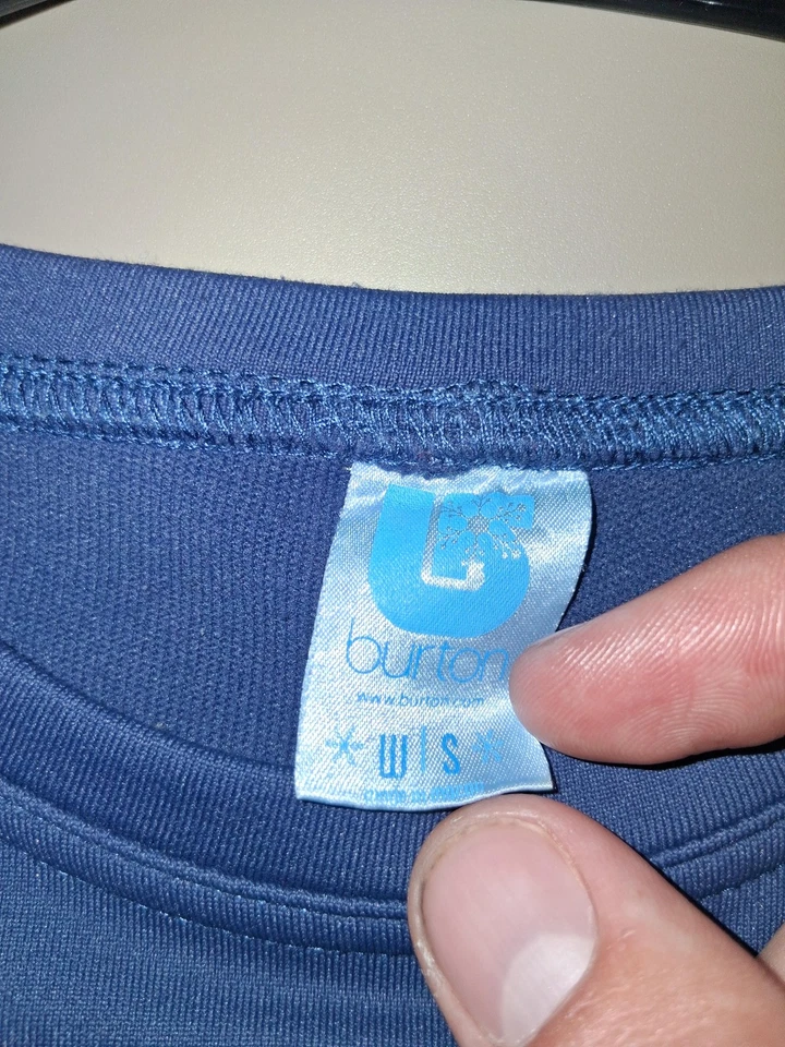 Camisa Burton Mujer Pequeña Azul Blanca Manga Larga Rendimiento Capa Base Activa Foto 2 de 3