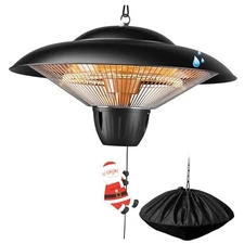 Patio Heater for Outdoor Use 1500W Electric Infrared Hanging Heater, Black