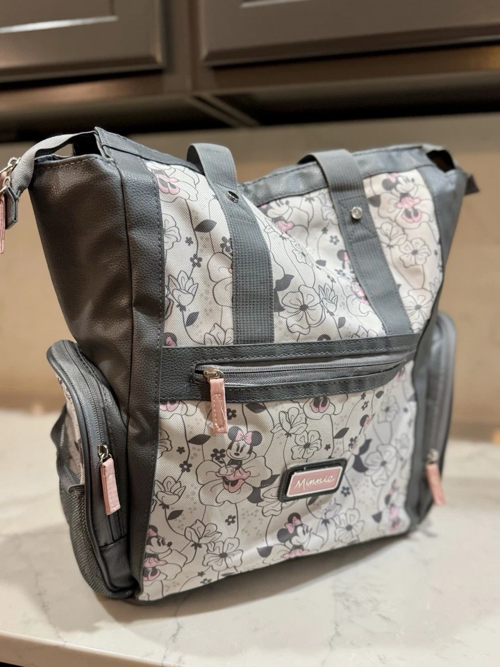 Auténtico bebé Disney ✨Minnie Mouse ✨Bolsa de pañales ✨Bebé niña ROSA✨GRIS Foto 4 de 4