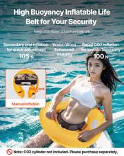 Manual Inflatable Belt Pack for Adults - PFD Green - High Buoyancy Security CO2
