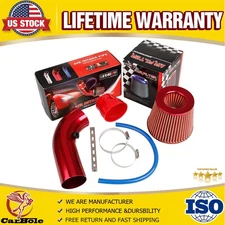 3" Cold Air Intake Filter Pipe Induction Kit Power Flow Hose System Car Part Red