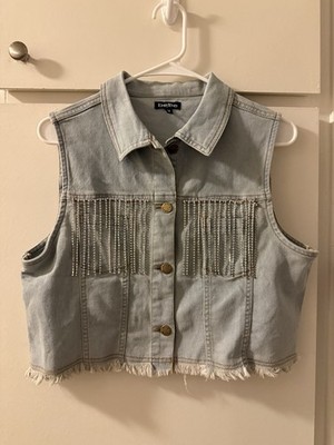 Vintage Bebe Jean Vest With Rhinestones Y2K Rare 2000s Super Cute
