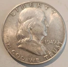 1949 Franklin Half Dollar – 90% Silver – Circulated Early Date – United States