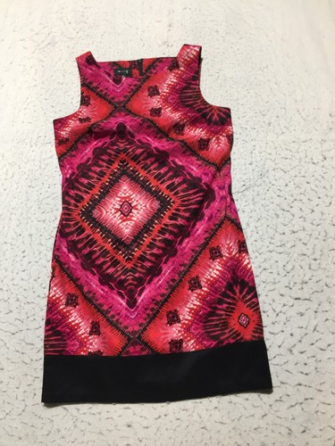 AB Studio Tank Dress Womens 12 Pink Orange Paisley Scoop Neck