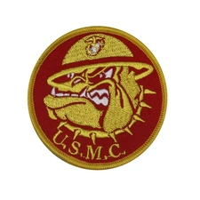 US Marine Bulldog Embroidered Iron On Patch - USMC OFFICIAL 152-H