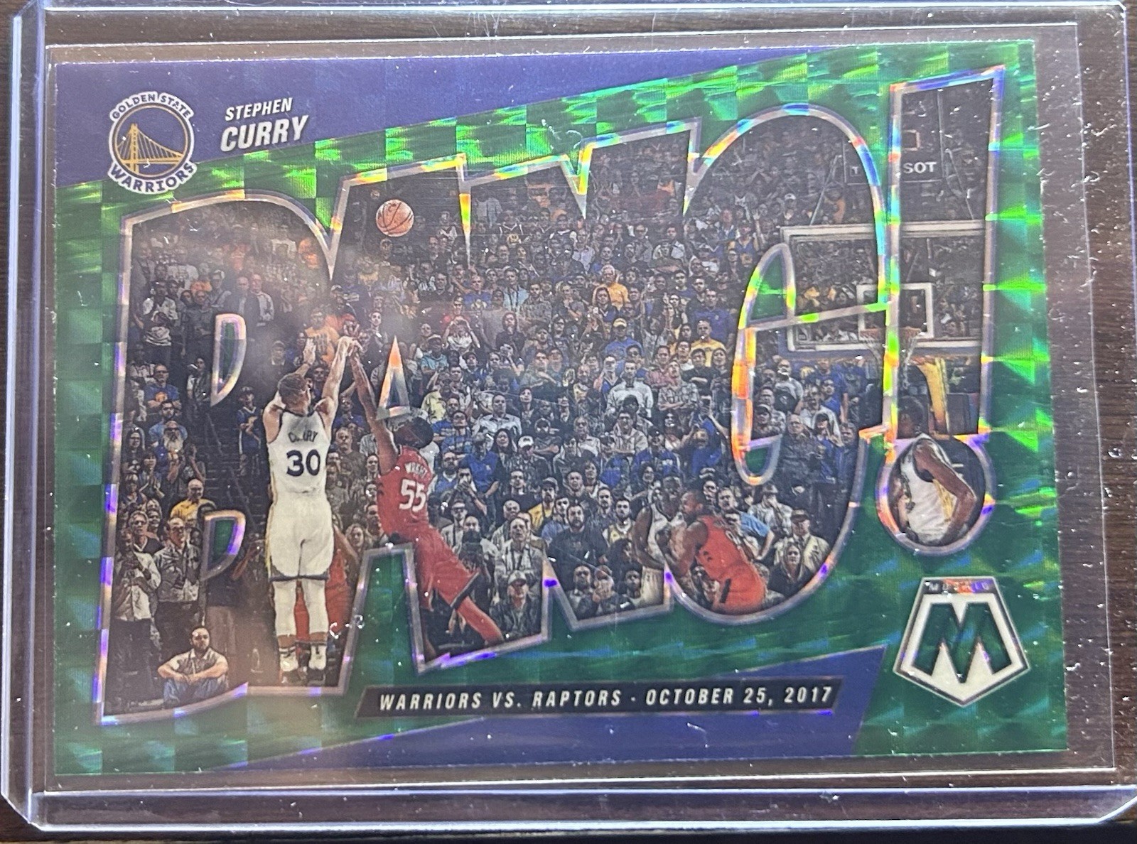 2021-22 Panini Mosaic - Bang! Stephen Curry #13 Green Mosaic Prizm