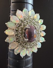 Ethiopian Welo Opal Statement Ring in Sterling Silver Size 7.25 7g