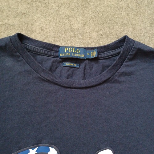 Polo Ralph Lauren Script USA Flag T Shirt Mens M Blue Classic Fit Short Sleeve - Picture 6 of 15