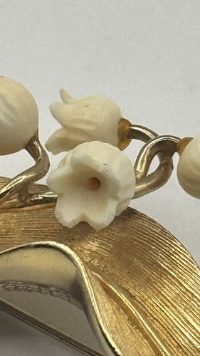 RARE MARCEL BOUCHER BROOCH/PIN LILY OF THE VALLEY RAISED GOLD TONE RETRO MARCEL - Picture 6 of 16