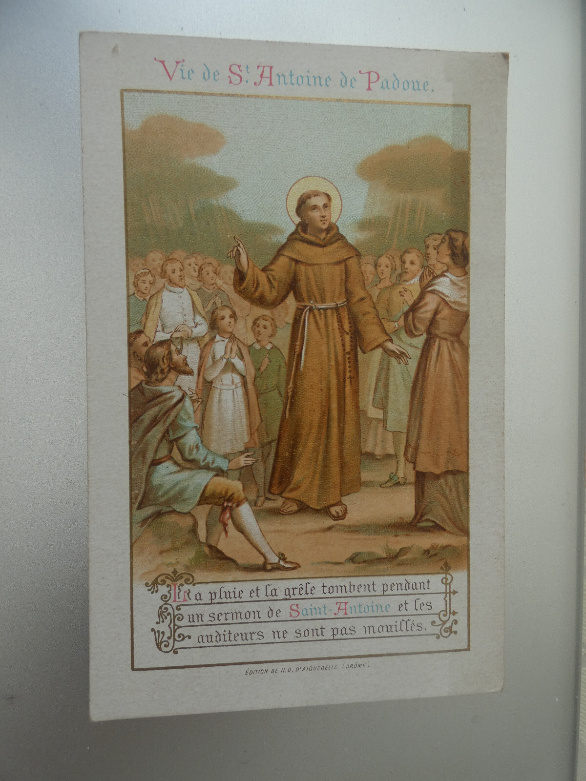 pious image life of st anthony the rain and the greile fall during a sermon