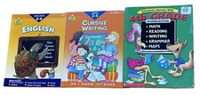 Lot of 3 Grades 3  4 English Math Writing Grammar Map Workbooks Activity Books