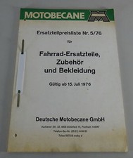 Ersatzteilpreisliste Motobecane Bicycles, Accessories & Clothing Stand 07/1976