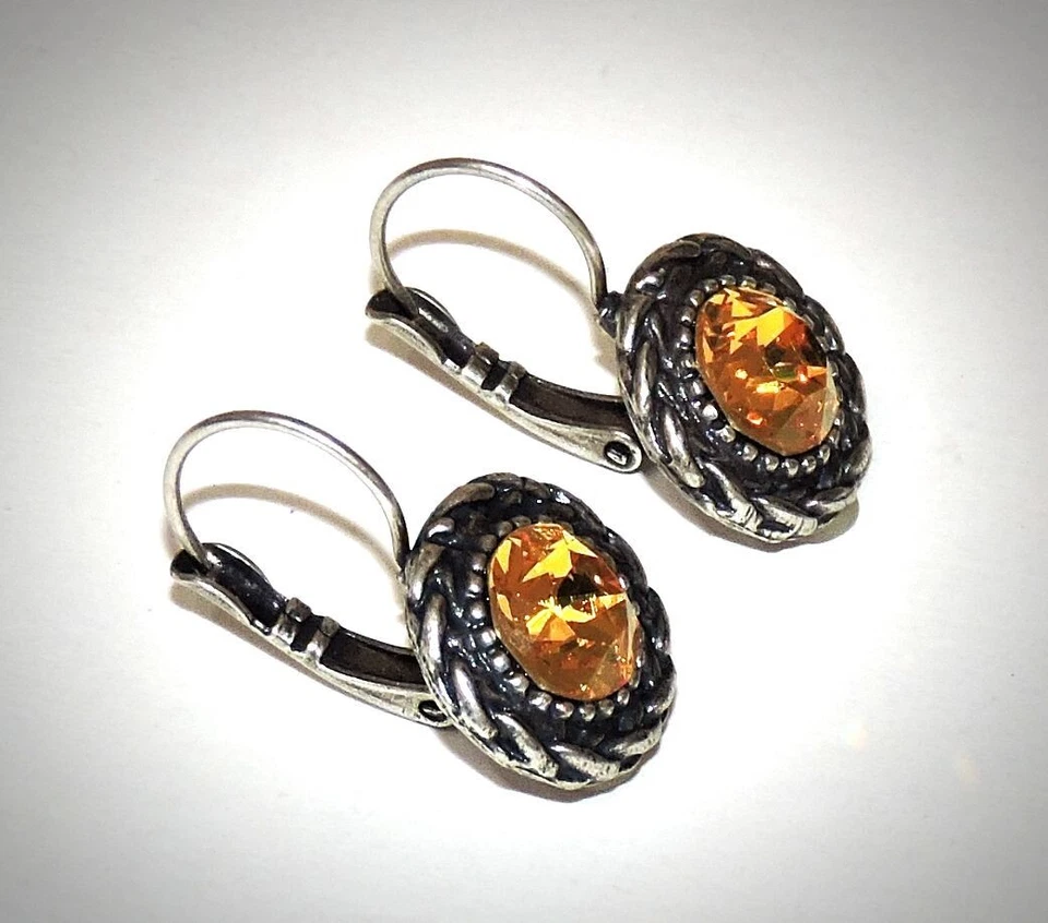Pendientes colgantes de cristal Swarovski Chaton amarillo girasol palanca trasera 10 mm Foto 3 de 4