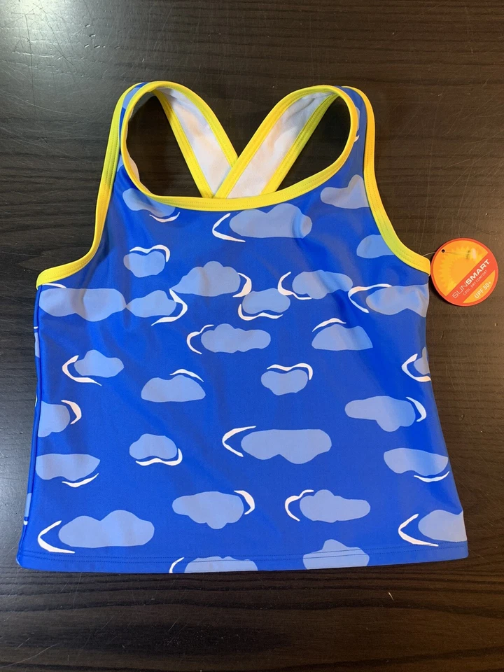 Купальник-танкини LL Bean для девочек размер 8 облачный узор SPF 50 крест сзади солнцезащитный умный - Изображение 4 из 4