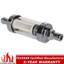 3/8" Universal Chrome Glass Clearview Fuel Filter Petrol Diesel Inline Reusable