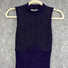 Vintage 80s Body Wrappers Full Leotard Dance Unitard Women M Purple Beaded