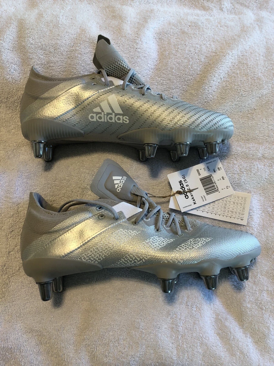 NEW Adidas Kakari Z.0 SG SILVER Rugby Boots US 7.5 UK 7 D 7