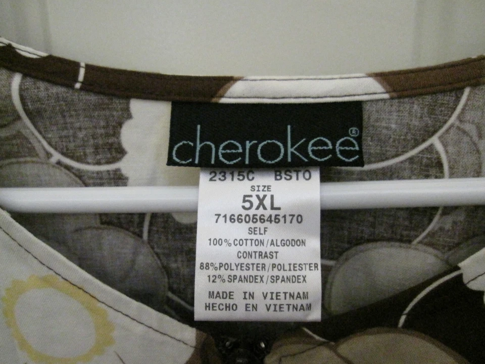 Cherokee Flexibles Women's Zip Front Warm-Up Jacket Floral Brown 5XL New - Image 2 of 4