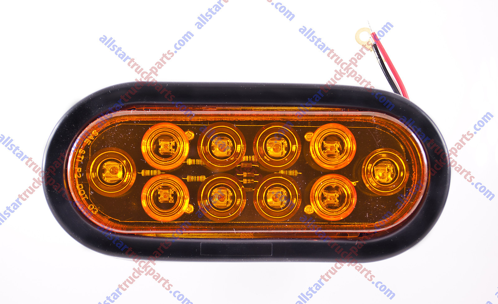 (2) AMBER 6" Oval LED 10 Turn Signal Tail Light w/Grommet & Plug Truck