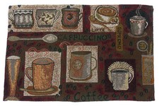 Set 4 Placemats Cappuccino Latte Coffee Cups 13x19 Kitchen Table Fabric Kitchen