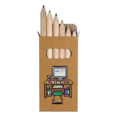 6 x 'Organized Desk Pixel Art' Short Colour Pencils (PE00061378)