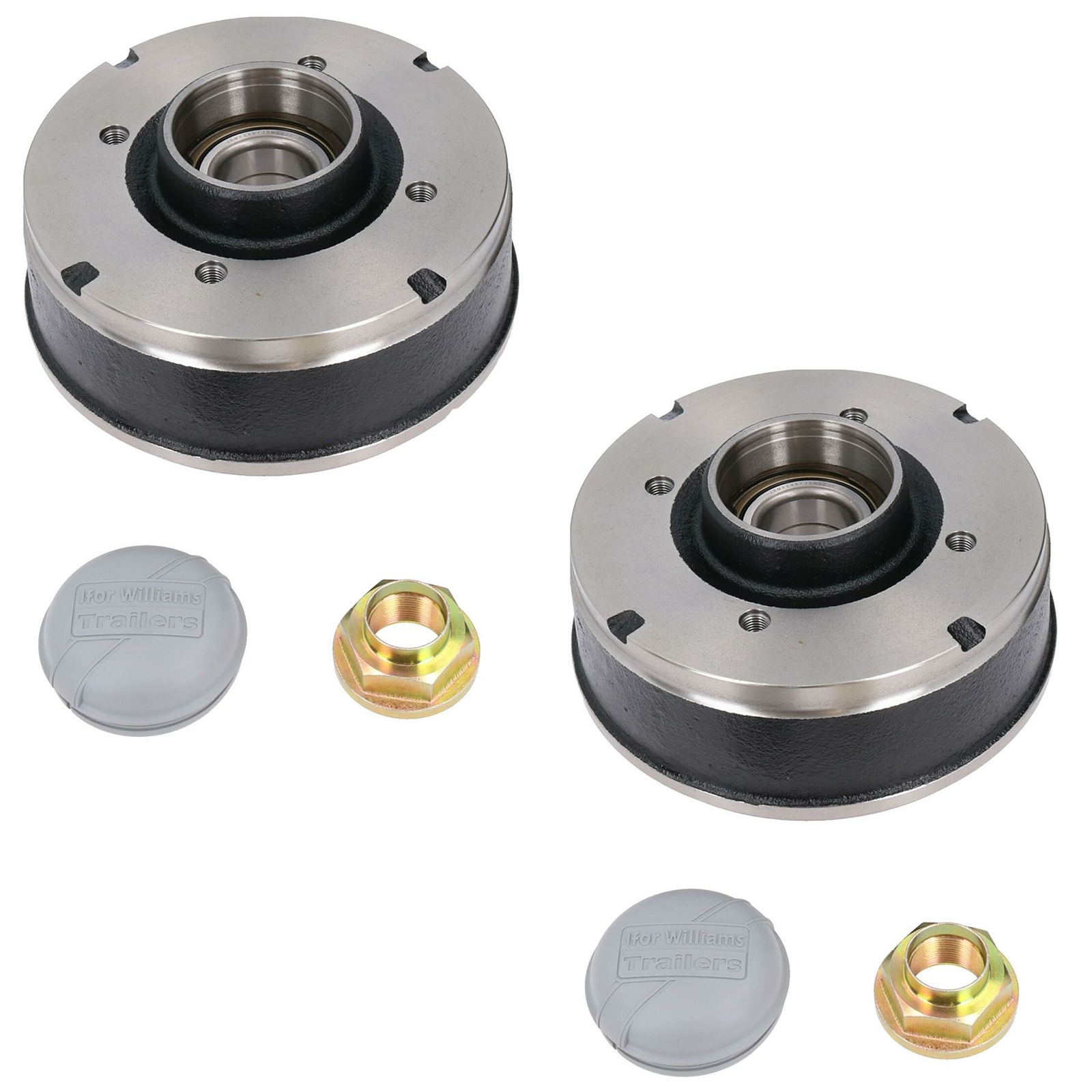2pk 200 x 50mm Brake Drums & Bearings for Ifor Williams Trailer 4 Stud 5.5"" PCD