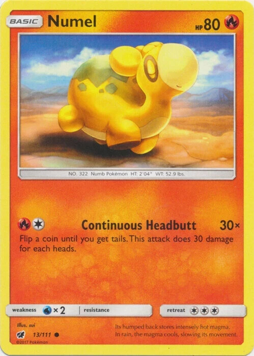 Pokemon Numel - 13/111 - Common NM-Mint Crimson Invasion