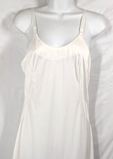 Vintage Movie Star Nylon Maxi Nightgown Medium 34 Ivory Long Silky Lingerie
