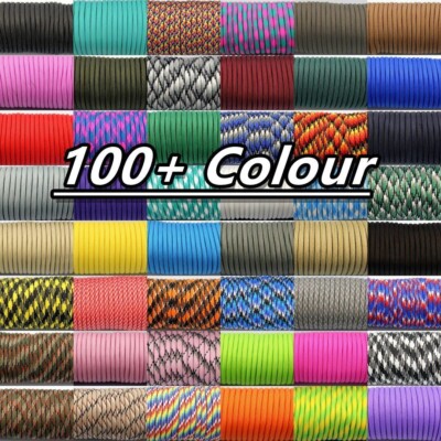 100 Fuß 4 mm 7 Strang Kern 550 Paracord Fallschirmschnur Camping Zelt Seil UK