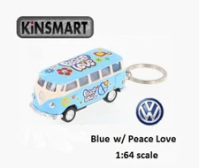 2.5" Kinsmart 1962 Volkswagen Bus Diecast Toy Keychain 1:64 Decal Pastel Blue