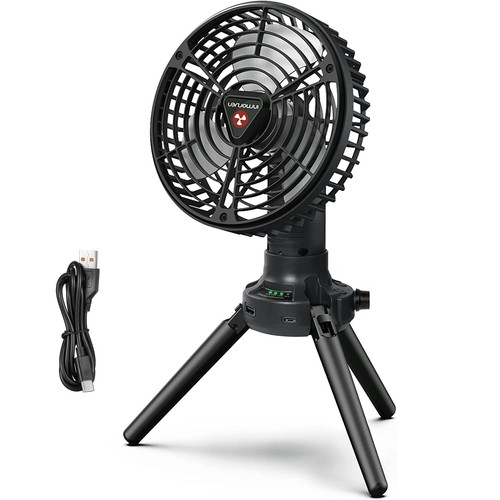 Foldable Camping Fan LED Light 270° Oscillating 10400mAh Rechargeable Tripod Fan - Picture 15 of 17