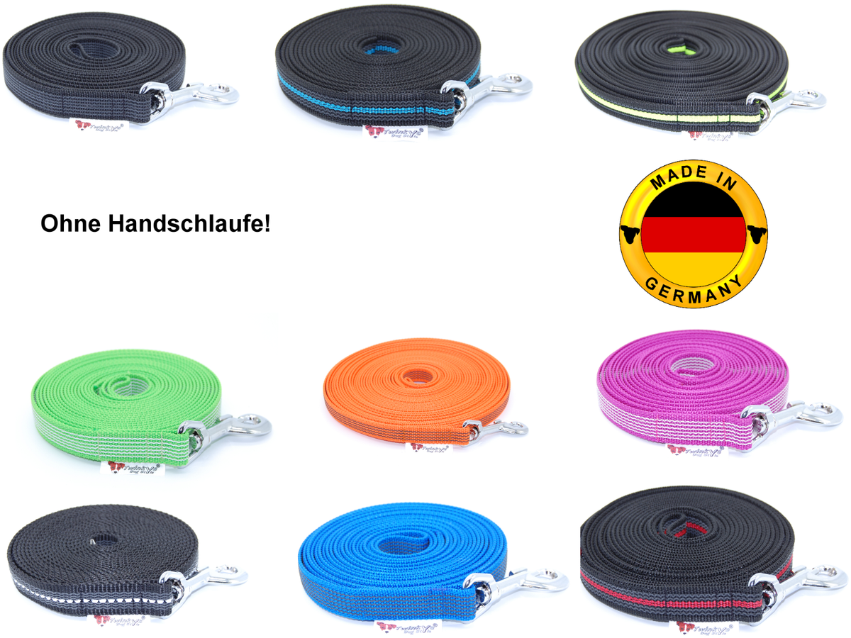 Dog Style Schleppleine Gummiert – 20 Mm Breit, 10 M, Mit Handschlaufe
