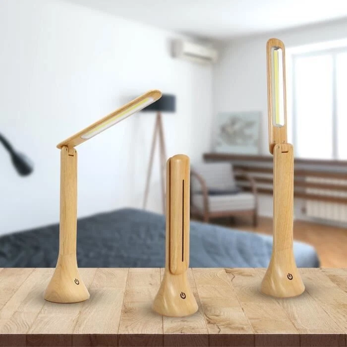 Lampe de Bureau LED Bois tactile Wood Touch Double Alimentation ( USB ou Piles) - Photo 3/4