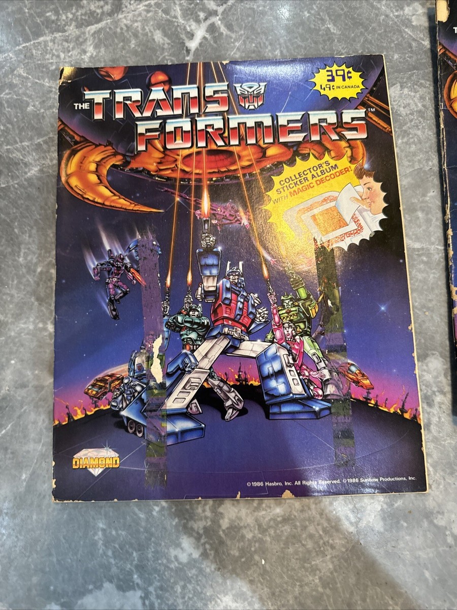 1986 Transformers The Movie Panini Sticker Fun Album G1 Lot Of 2