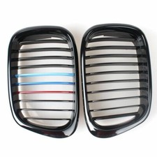 2X M-Farbe Nieren Kühlergrill Glanz Schwarz Für BMW 5er Touring E39 1998-2003 #P