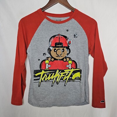 Boys Trukfit Red Gray Raglan Skateboard Streetwear Lil Wayne
