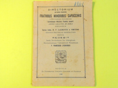 DIRECTORIUM AD DIVINA PERAGENDA FRATRIBUS MINORIBUS CAPUCCINIS 1940