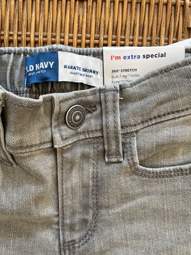 Old Navy Toddler Boys SZ 12-18 MTH NWT Skinny Fit Gray Jeans Adjustable Waist - Picture 6 of 9