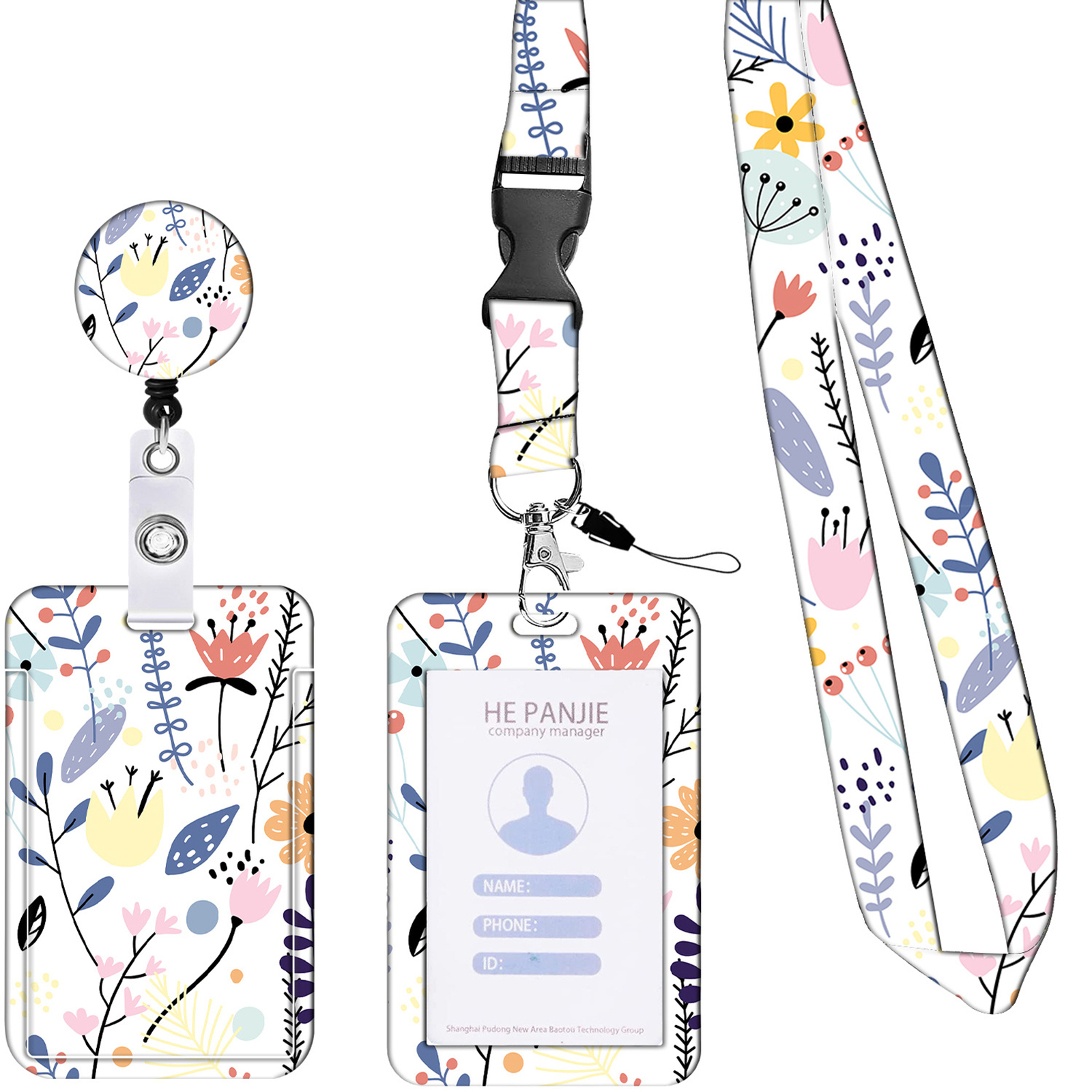 Name Tag Reel Exquisite Pattern Multipurpose Badge Reel Belt Clip Name