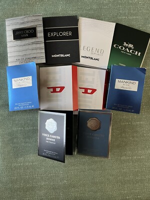 10 Luxury Designer Men Cologne Samples Coach Jimmy Choo MontBlanc Vince Camuto 