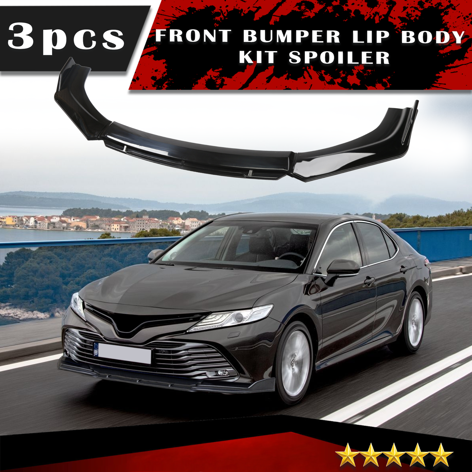 For Toyota Camry Front Bumper Lip Spoiler Splitter Glossy