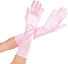 Music Legs Elbow Length Satin Gloves Pink